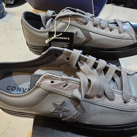 Converse Star Player 76 Ox Leather Gray Black Men's Shoes A12406C SIZE 10 NEW - Picture 2 of 15